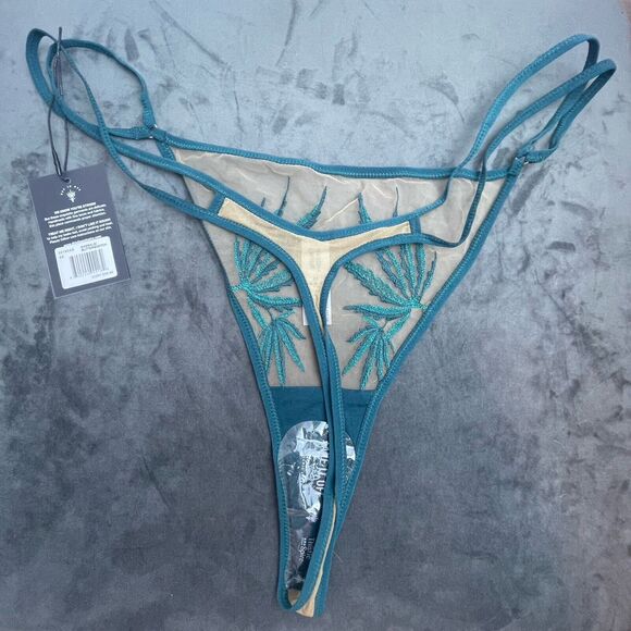 Thistle and Spire Haze Thong Womens 3X Emerald Butterscotch Sheer Revolve - Picture 4 of 9